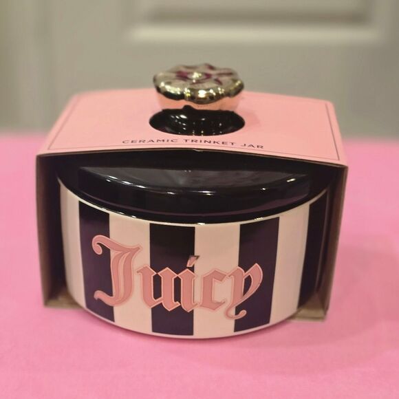 Juicy Couture Home Striped Logo Ceramic Trinket Jar - Picture 3 of 6